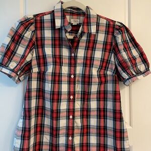 J Crew women’s holiday plaid button down